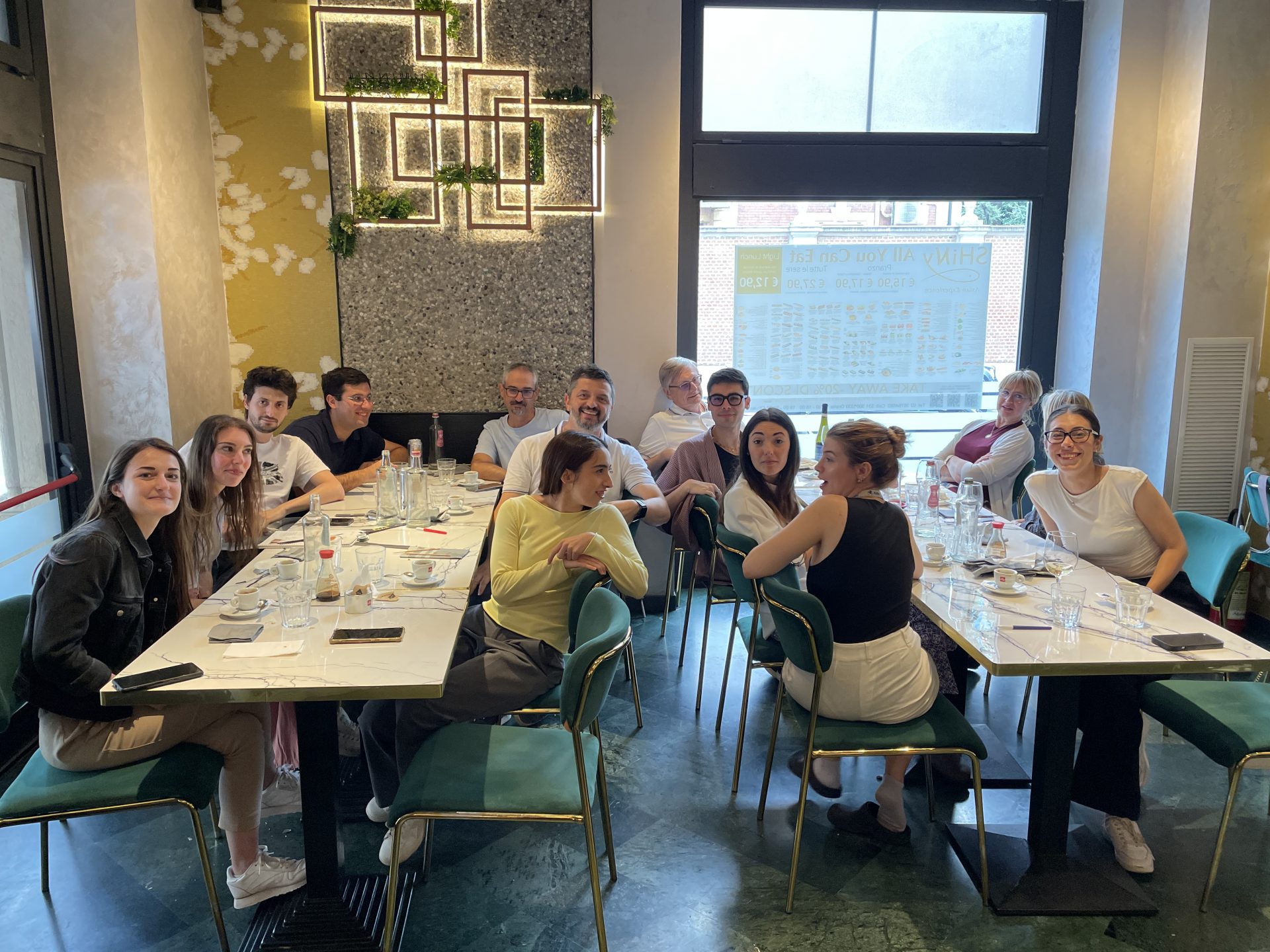 group pic at the restaurant
